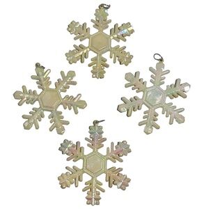 Vintage Iridescent Snowflake Christmas Ornaments Lot of 4